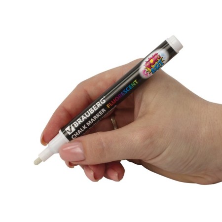 MARKER CHLOVA BRAUBERG "Pop-Art", 3.5mm, white. Washed, d/smooth surfaces 151519-12