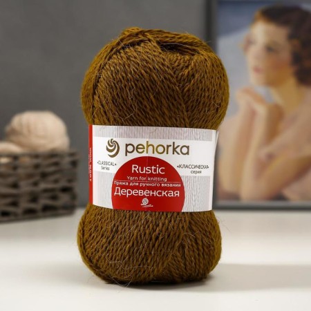 Yarn "village" 100% half-carbonated wool 250m/100g (32-tabak)