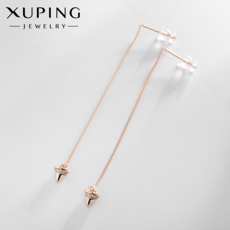 Hanging earrings with rhinestones Xuping broke, sparks, white color in pink gold