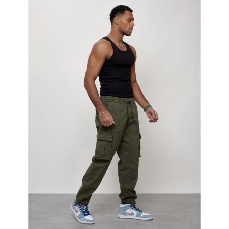 Cargo jeans men, size 44, khaki color-2