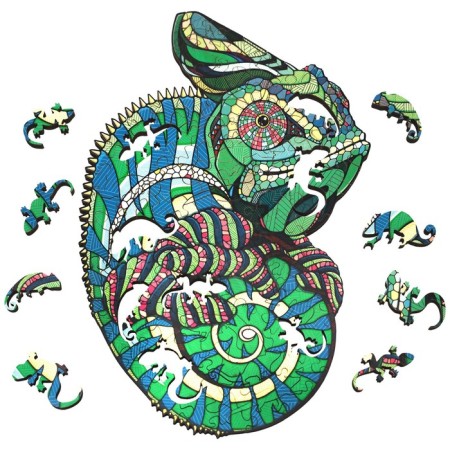 Wooden, figured puzzle Ewa "Chameleon", 49x37 cm-6