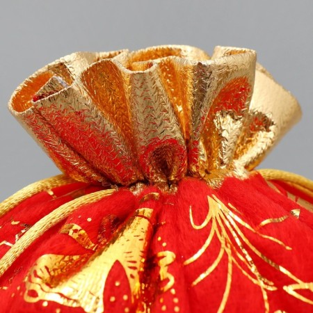 Bag gift plush "Golden fireworks", bells, embossing, 16 x 24 cm +/- 1.5 cm, New Year-3