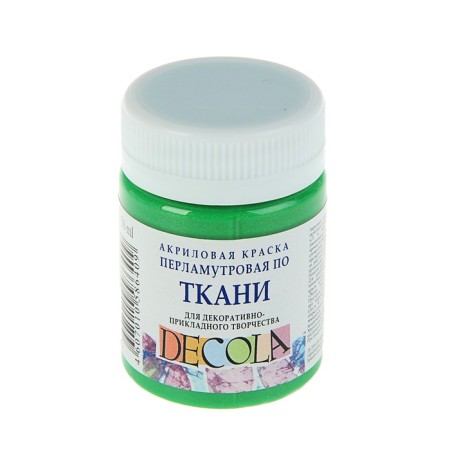 Fabric paint, bank 50 ml, ZHK Decola, Pearl, pearl green, 5228725, (water -based acrylic)