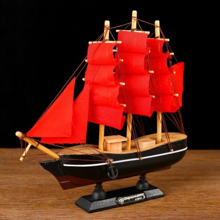 Souvenir small "Vostok" ship, black sides with a white strip, red sails, mix 22 × 5 × 21 cm-1