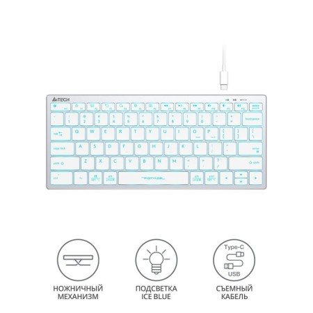 Keyboard A4Tech FSTYLER FX61 White USB Slim Led (FX61 White)-1