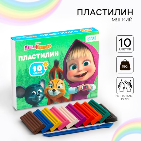 Plasticine 10 -cv 150g Masha and Bear