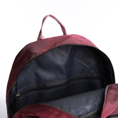A backpack with a zipper, 5 outer pockets, pencil case, burgundy color-6