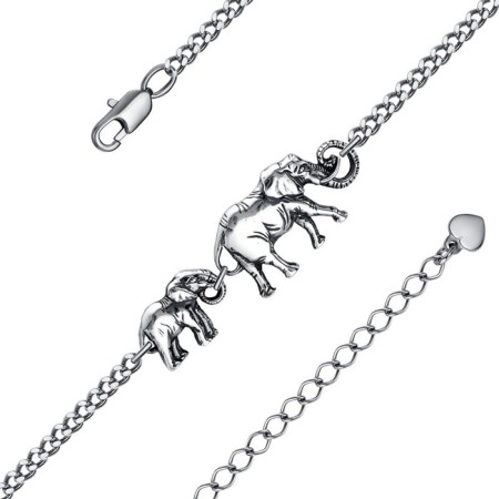 Bracelet "Elephants", echoing with oxidation, 17 size