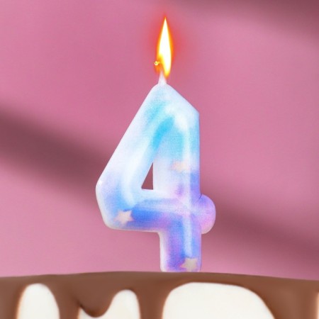 Candle in the cake on the spray "Zvezdopad", the number 4, 5.5 cm