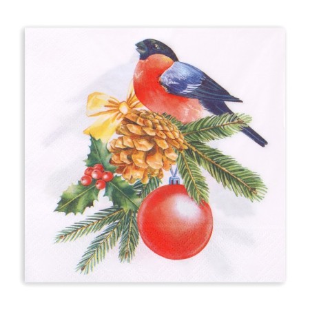 New Year's napkins Paper Lilia "Bullfinch", 2 layers, 33x33 cm, 20 pcs-1