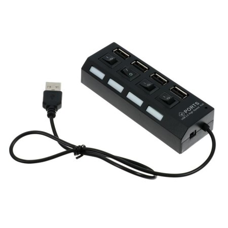 USB Luazon USB, 4 ports with individual switches, black
