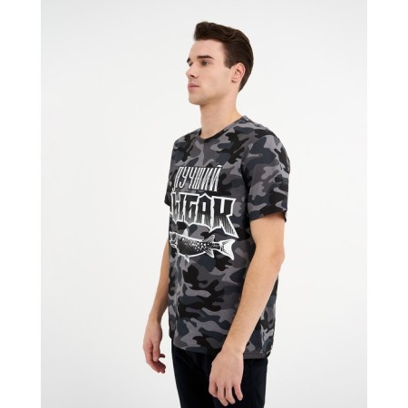 Male T-shirt KAFTAN "Best Fisherman" Rr. XL (52), Gray-2