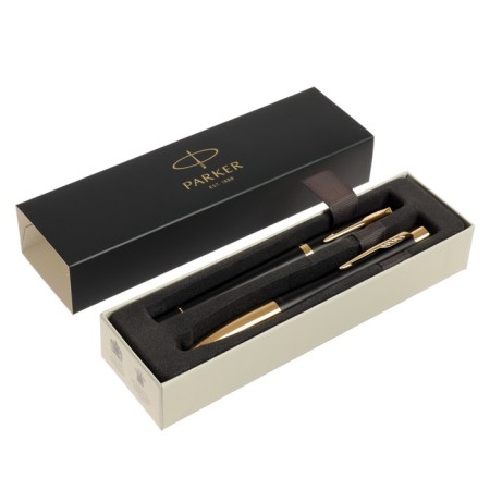 Set Parker Urban Core FK200 Muted Black GT handle feathers + ballpoint handle, brass-2