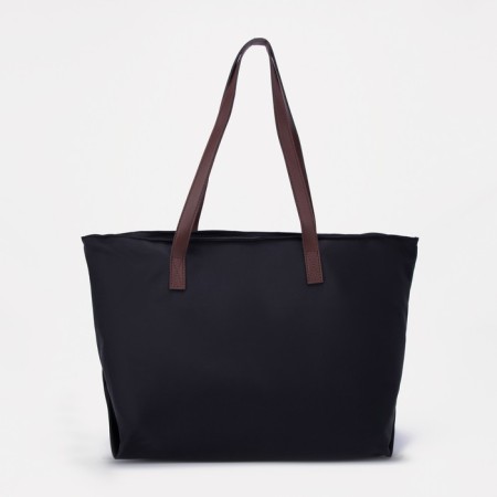 Soper bag with zipper, black color