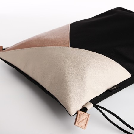 Shoe bag on the lace, Textura, black/beige color-5