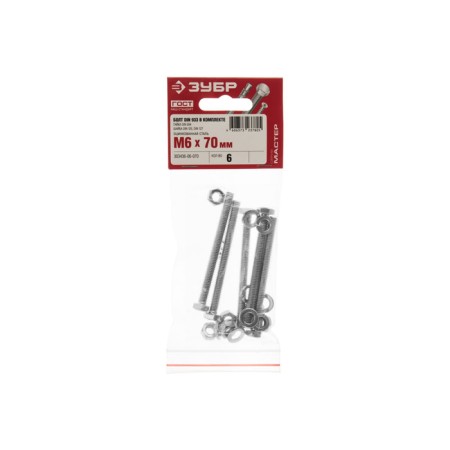 Bolt bolt master, with a hexagonal head, galvanized, Din933, M6x60 mm, 6 pcs-6