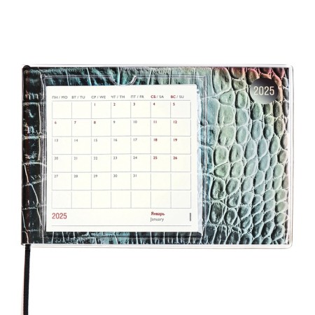 The weekly dated 2025, Escalada "Snake", 180 x 127 mm, soft cover, PVC, 64 sheets, block 70, metallic
