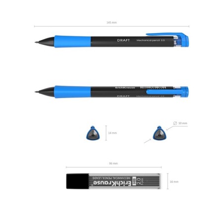 Mechanical pencil, 2.0 mm, Erichkrause "Draft", HB, 5 interchangeable sections, Soft-Touch, Blister, Mix case-2