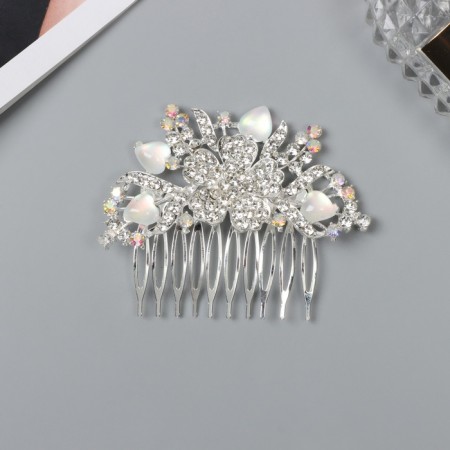 Hair crest "Judy" Flower, 8x6 cm, silver