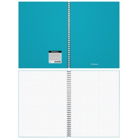 A4 notebook, 80 sheets in a cage on a spiral Erichkrause "Glance Vivid", with a plastic cover, an offset unit, white 100%, mix-5