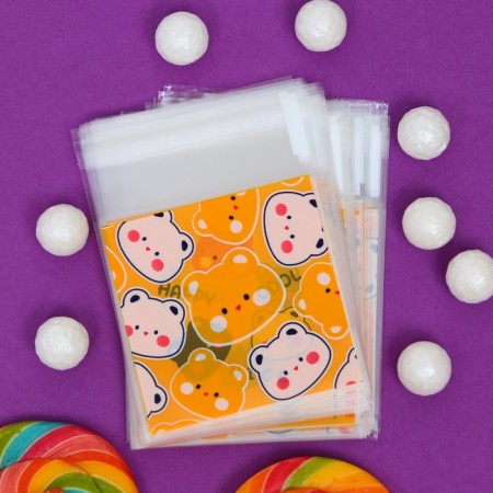 BOPP package with sticky tape, "cats", 7*7+3cm-1