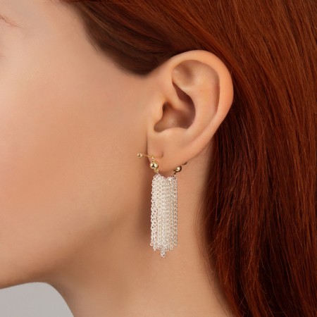 Earrings Metal "Chains" Assembly Mini, Color with Silver-Golden-2