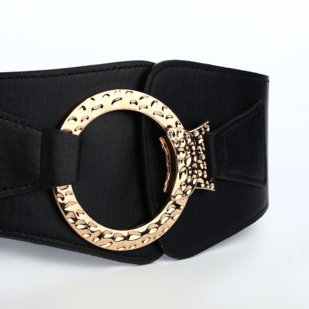 Women's belt, width 10 cm, black color-5