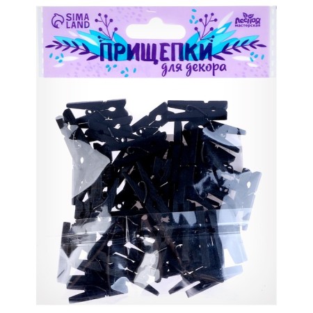 A set of clothespins for decor 50 pcs., Black - 2.5 cm-2