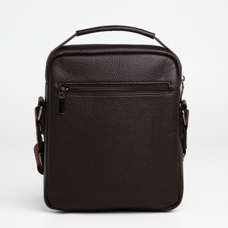 Male bag over the shoulder, Textura, 2 external pockets, brown color-2