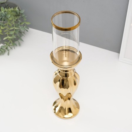 Ceramics candlestick, glass for 1 candle "Versailles" d = 7.5 cm gold 9.5x9.5x38.5 cm-2