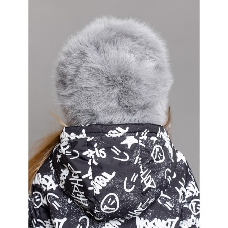 Children's fur cap, size 52, gray color-5