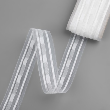 Curtain tape, organza, 3 cm, 6 ± 1 m, transparent/white color-4