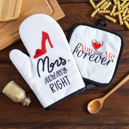 Kitchen set of MRS Right shares, severity 17*17 cm, mitten 26*16 cm, 100% p/e