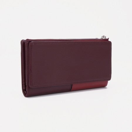 Women's wallet on the button, burgundy color-1