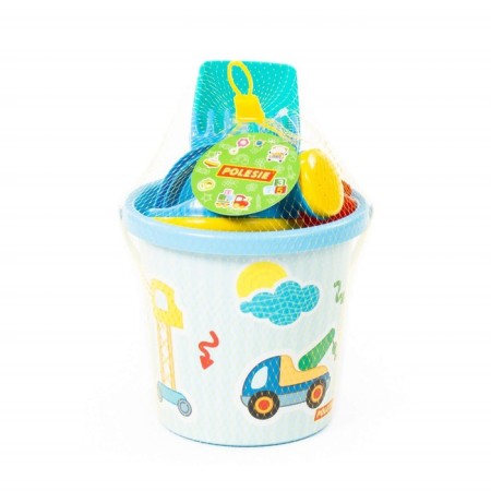 Sand set No. 314: bucket, spatula, rakes, 2 molds, small watering can, mix-3