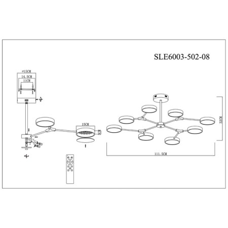Ceiling light LED, 8x10W, 32x111.5 cm, white color-7