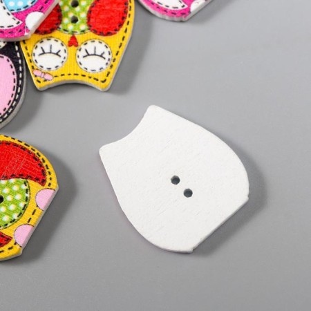A set of buttons of decorative wood "Sleeping owl" (set 12 pcs) 2.3x2.5 cm-2