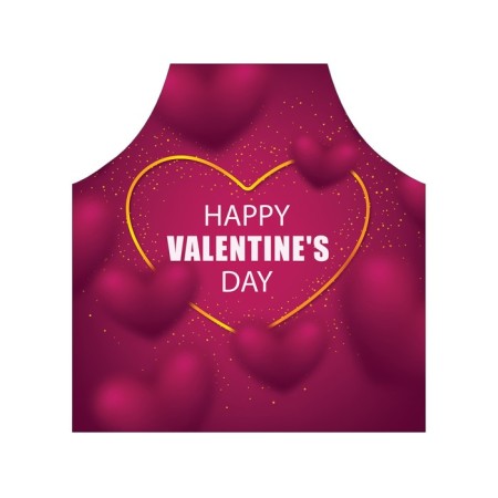 Kitchen apron with a photo print "Happy Valentine’s Day", adjustable, size OS-2