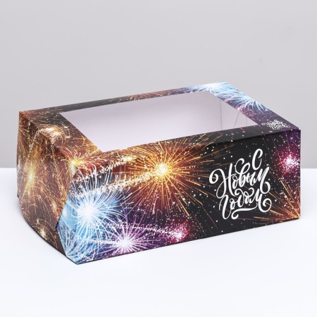 Packaging for 6 cupcakes with the New Year window, 25 x 17 x 10 cm-1