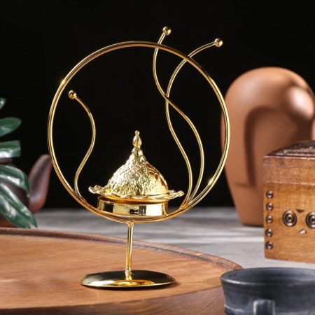Kurilnitsa for incense powder and cones "tree", golden, 18x17 cm