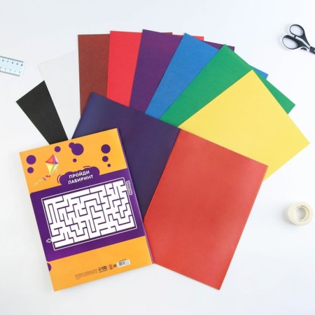Set “September 1: for excellent studies”, colored cardboard 8 sheets, 8 colors, density 220 g/m one -sided, colored paper 8 sheets, 8 colors, bilateral, A4 format format-9