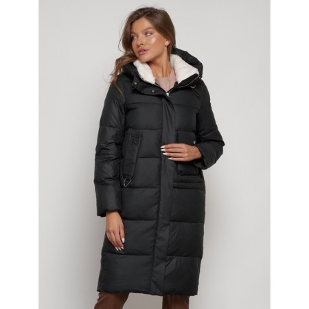 Coat insulated winter female, size 46, black color-9