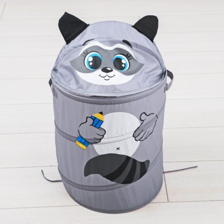 A basket for storing Raccoon toys with handles and a lid-3