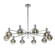 The lamp on the Indigo rod, 13015/10r Chrome. 10x25W, G9, 1000x1000x222/1200 mm, smoky color