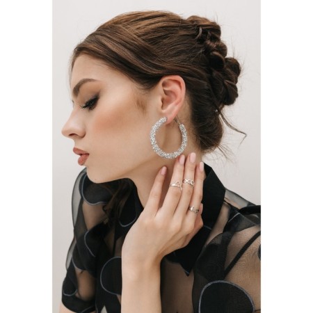Challenge-ring earrings d = 5, silver color-1