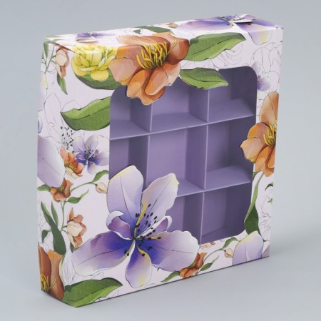 Box for sweets, confectionery packaging, 9 cells, “for you”, 14.7 x 14.7 x 3.5 cm-1