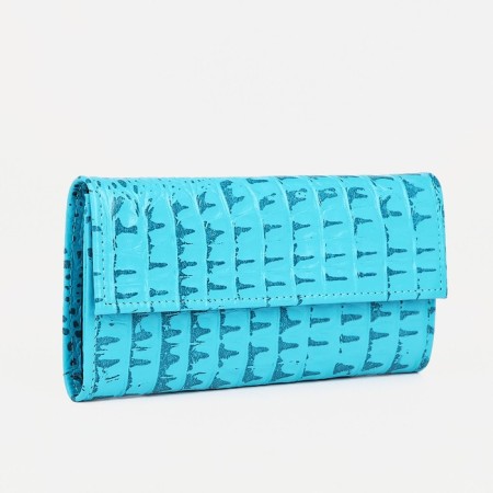 Women's wallet on the button, turquoise color