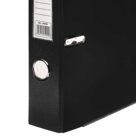A4, 50 mm, calligrata registrar folder, PVC, embossing "lins", metal edging, pocket for a spine, assembled, black mix-1