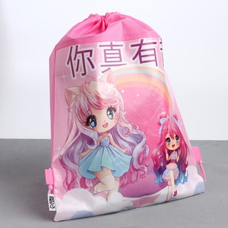 A bag for shoes "Pink Dreams" anime, polyester, size 30 x 40 cm-2