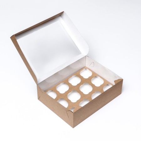 Box for 12 muffins with a window, craft, 33 x 25 x 10 cm-3